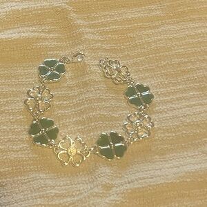Napier Silver Tone Shamrock Charms Flex Bracelet
